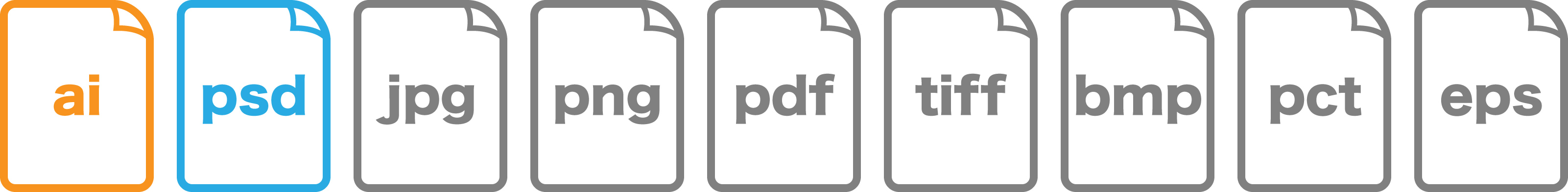 対応データ形式（ai/psd/jpg/png/pdf/tiff/bmp/pct/eps）